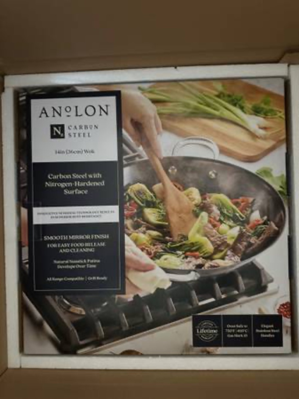 *New In Box* Anolon EverLast N₂ Carbon Steel 14” Wok
